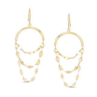 Triple Flat-Link Chain Loop Drop Earrings in 10K Gold