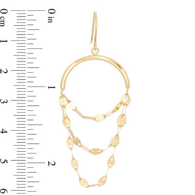 Triple Flat-Link Chain Loop Drop Earrings in 10K Gold