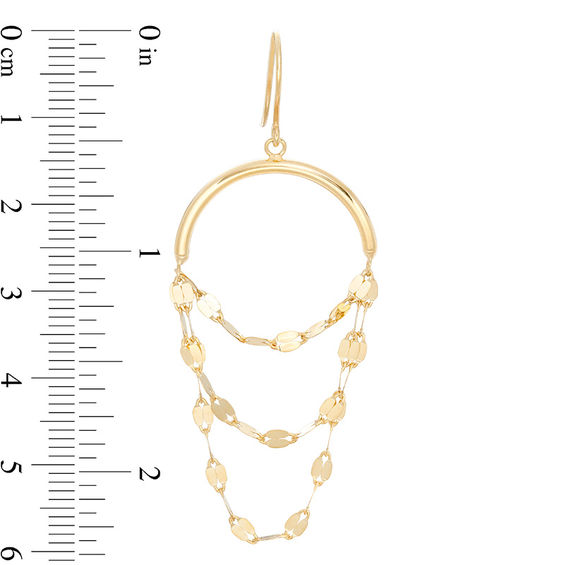Triple Flat-Link Chain Loop Drop Earrings in 10K Gold