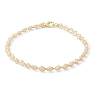 Made in Italy 4mm Cubic Zirconia Mesh Cage Bracelet in 10K Solid Gold - 7.5"