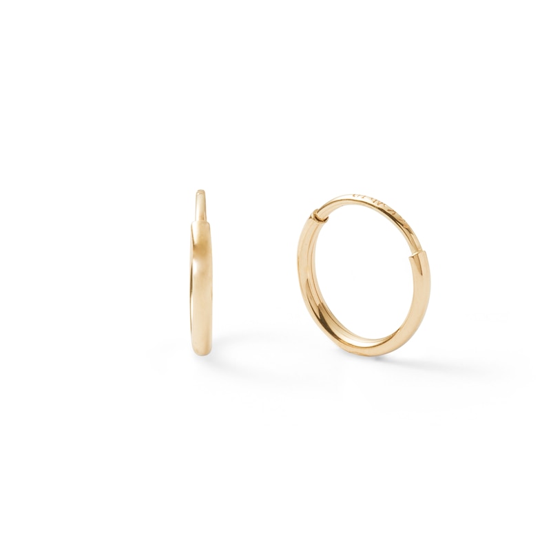 8mm Continuous Hoop Earrings in 14K Tube Hollow Gold