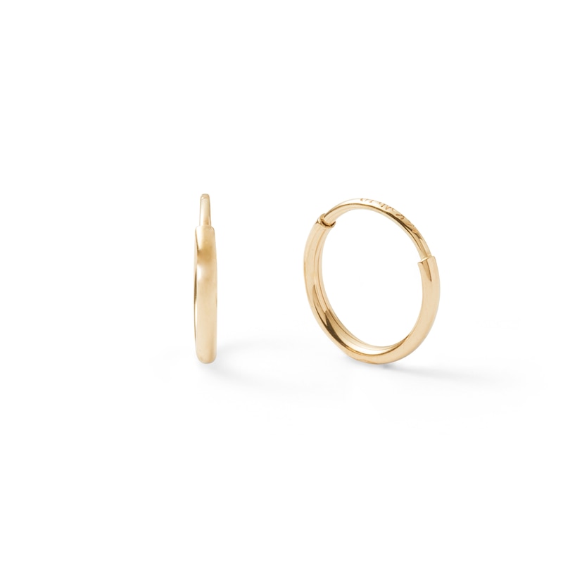 14K Tube Hollow Gold Continuous Hoops