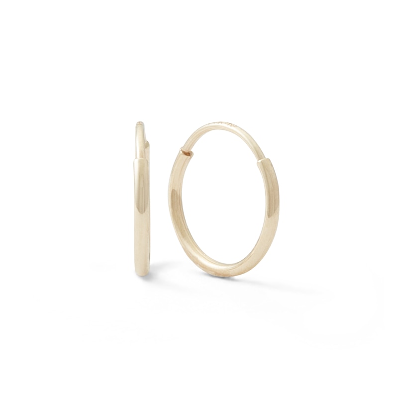 14K Tube Hollow Gold Continuous Hoops