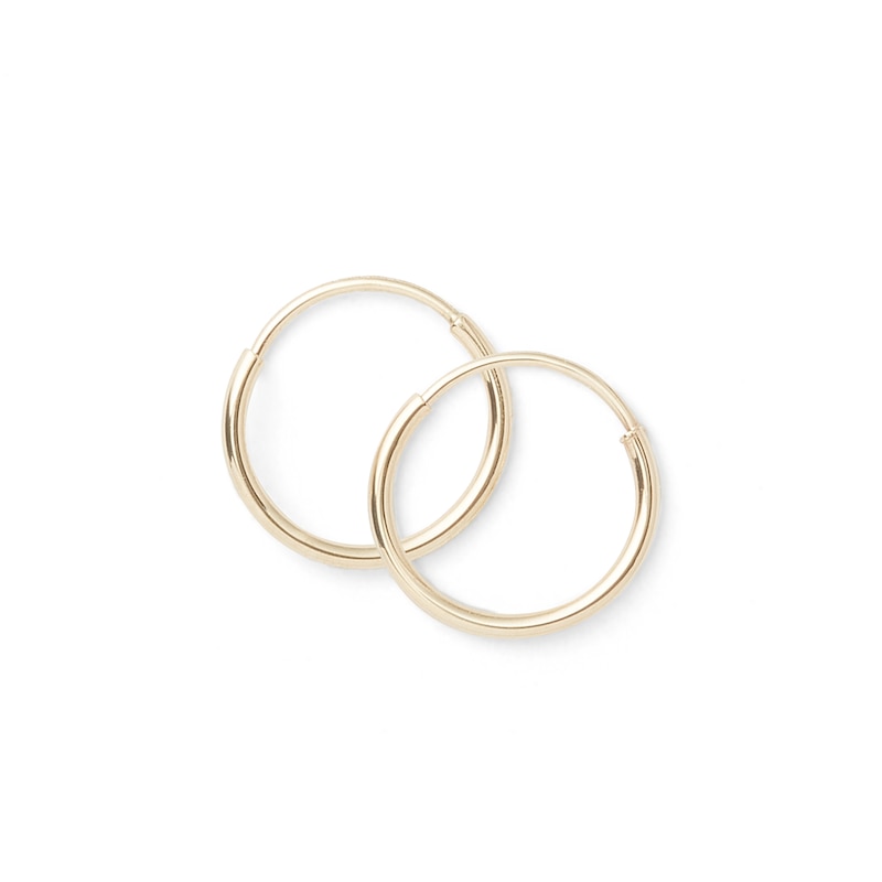 10mm Continuous Hoop Earrings in 14K Tube Hollow Gold
