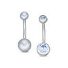 Thumbnail Image 0 of 014 Gauge Simulated Blue Pearl and Crystal Two Piece Belly Button Ring Set in Stainless Steel and Brass