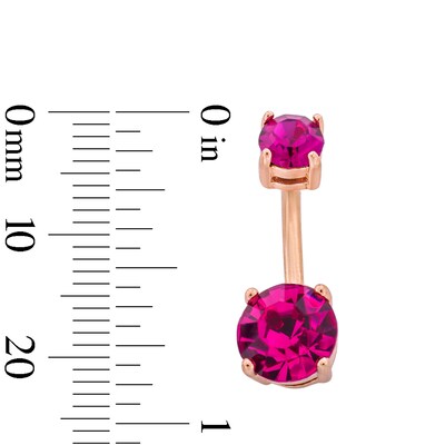 Rose Ion Plated Crystal Iridescent and Pink Belly Button Ring Set - 14G