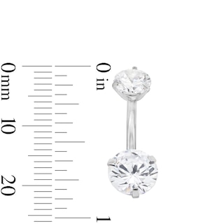 Stainless Steel CZ Two-Piece Belly Button Ring Set - 14G