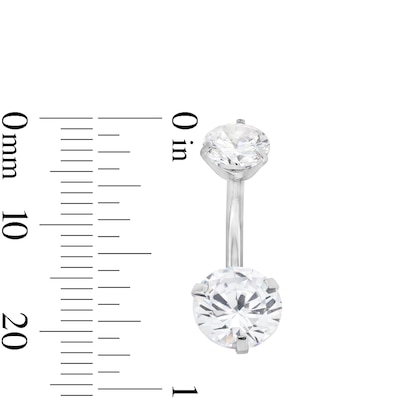 Stainless Steel CZ Two-Piece Belly Button Ring Set - 14G