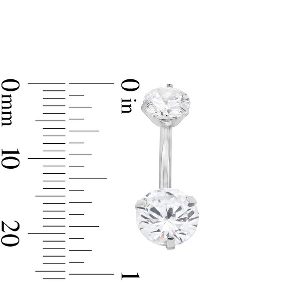 Stainless Steel CZ Two-Piece Belly Button Ring Set - 14G