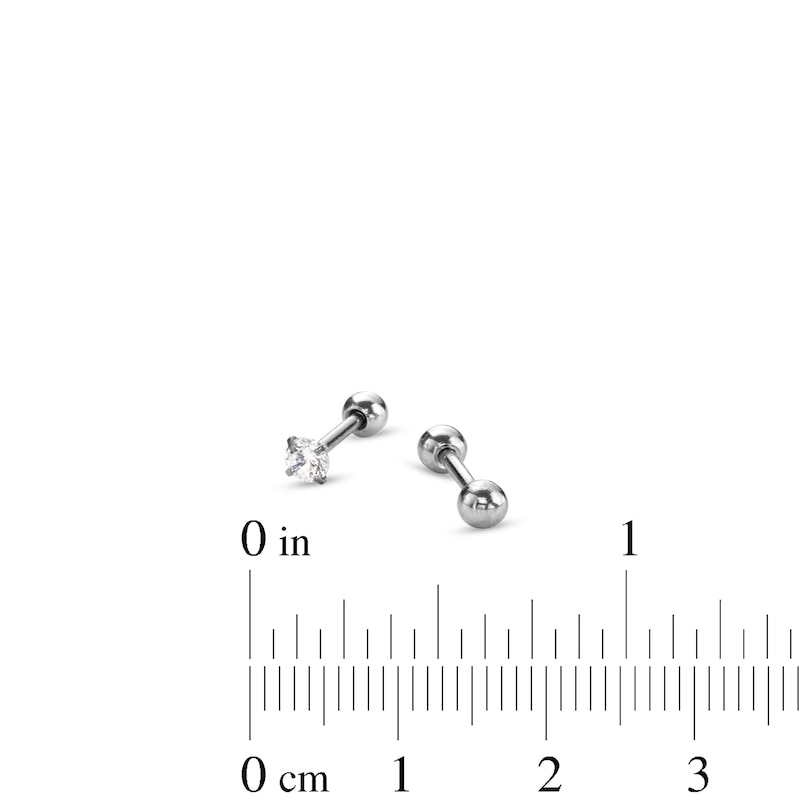 Solid Stainless Steel CZ Two-Piece Belly Button Ring Set - 14G