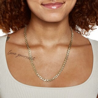 Made in Italy 150 Gauge Curb Chain Necklace in 10K Hollow Gold - 24"