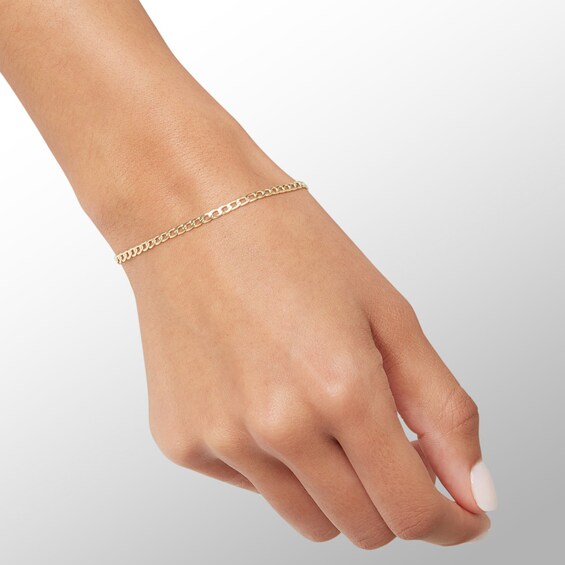 10K Hollow Gold Curb Chain Bracelet - 7.5"