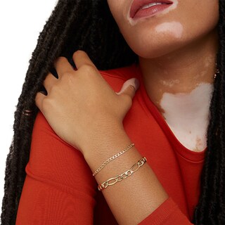 10K Hollow Gold Curb Chain Bracelet - 7.5"