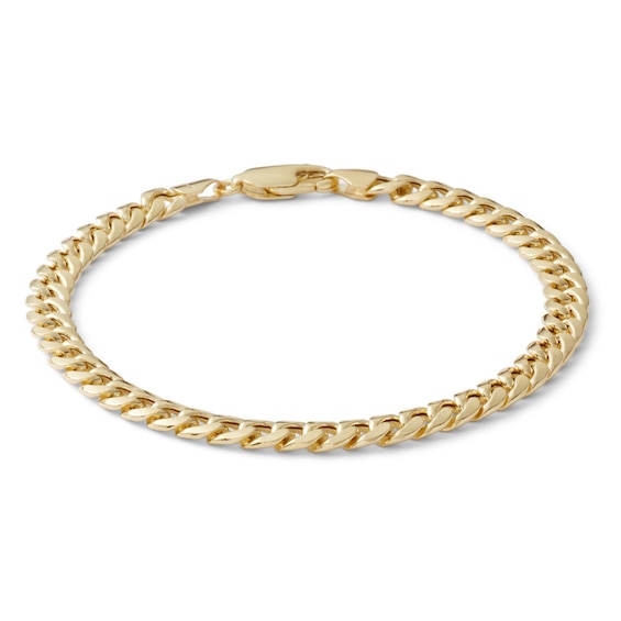 10K Semi-Solid Gold Cuban Chain Bracelet Made in Italy - 7.5"