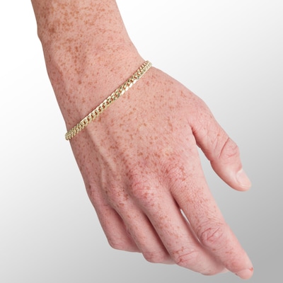 10K Semi-Solid Gold Cuban Chain Bracelet - 7.5"