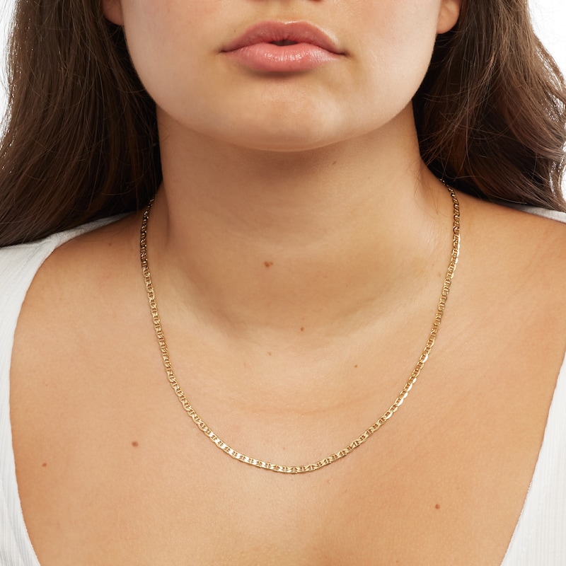 Main Image 3 of 10K Hollow Gold Mariner Chain Made in Italy - 20&quot;