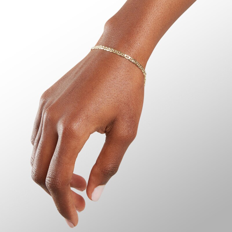 Main Image 3 of Made in Italy 080 Gauge Mariner Chain Bracelet in 10K Hollow Gold - 7.5"