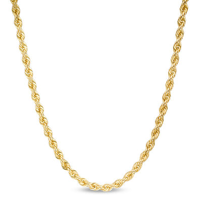024 Gauge Rope Chain Necklace in 10K Gold - 30"