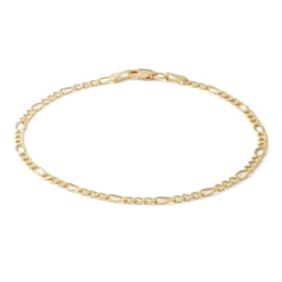 060 Gauge Figaro Chain Bracelet in 10K Hollow Gold - 7.5&quot;