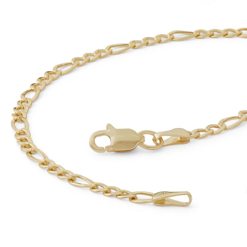 060 Gauge Figaro Chain Bracelet in 10K Hollow Gold - 7.5"