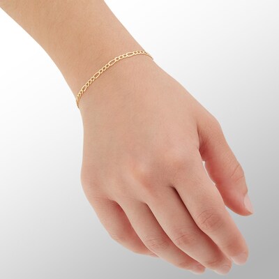Gauge Figaro Chain Bracelet in 10K Hollow Gold