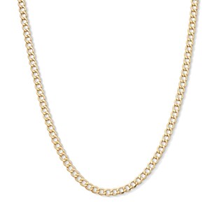 14K Hollow Gold Diamond-Cut Curb Chain - 20"