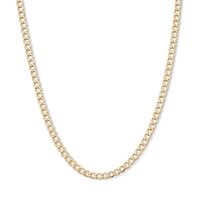 14K Hollow Gold Diamond-Cut Curb Chain - 20"