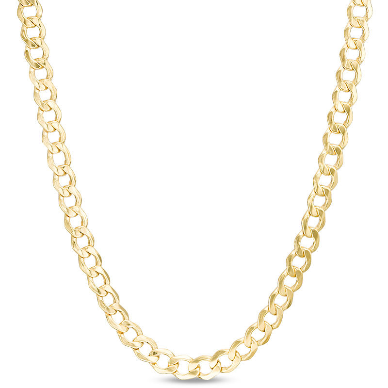 14K Hollow Gold Diamond-Cut Curb Chain - 20