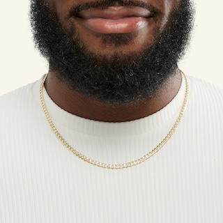 14K Hollow Gold Diamond-Cut Curb Chain - 20"