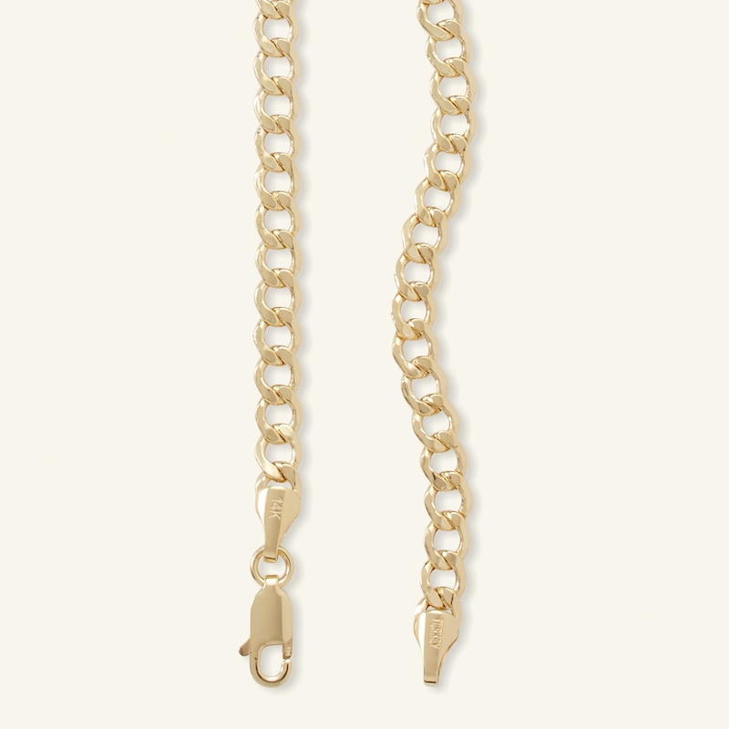 4.4mm Diamond-Cut Curb Chain Necklace in 14K Hollow Gold - 20"