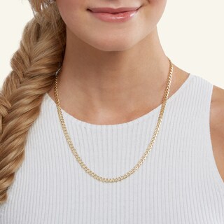 14K Hollow Gold Diamond-Cut Curb Chain - 20"