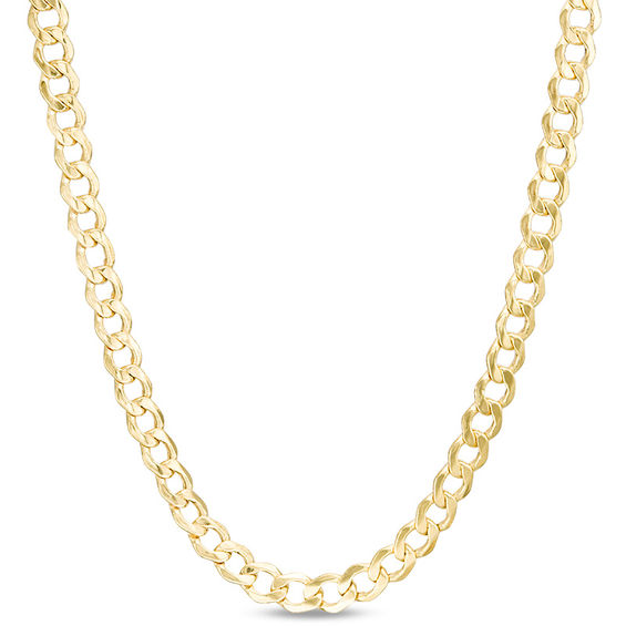 120 Gauge Hollow Diamond-Cut Curb Chain Necklace in 14K Gold - 24"