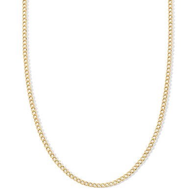 Child's 050 Gauge Curb Chain Necklace in 14K Hollow Gold - 15"
