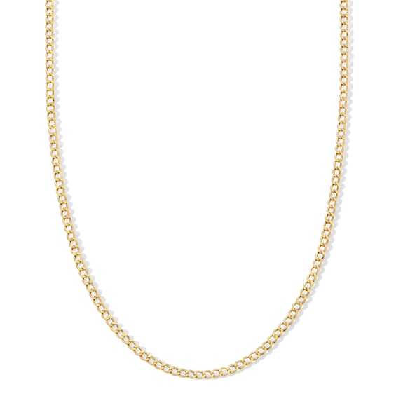 Child's 050 Gauge Curb Chain Necklace in 14K Hollow Gold - 15"
