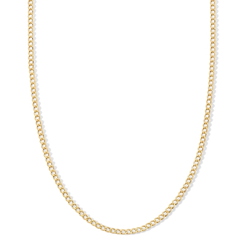 Child's 050 Gauge Curb Chain Necklace in 14K Hollow Gold - 15"