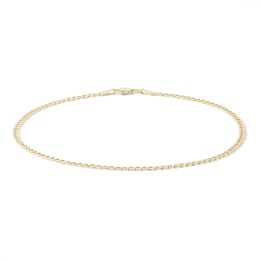 060 Gauge Curb Chain Anklet in 10K Hollow Gold - 10&quot;