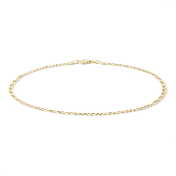 10K Hollow Gold Curb Chain Anklet