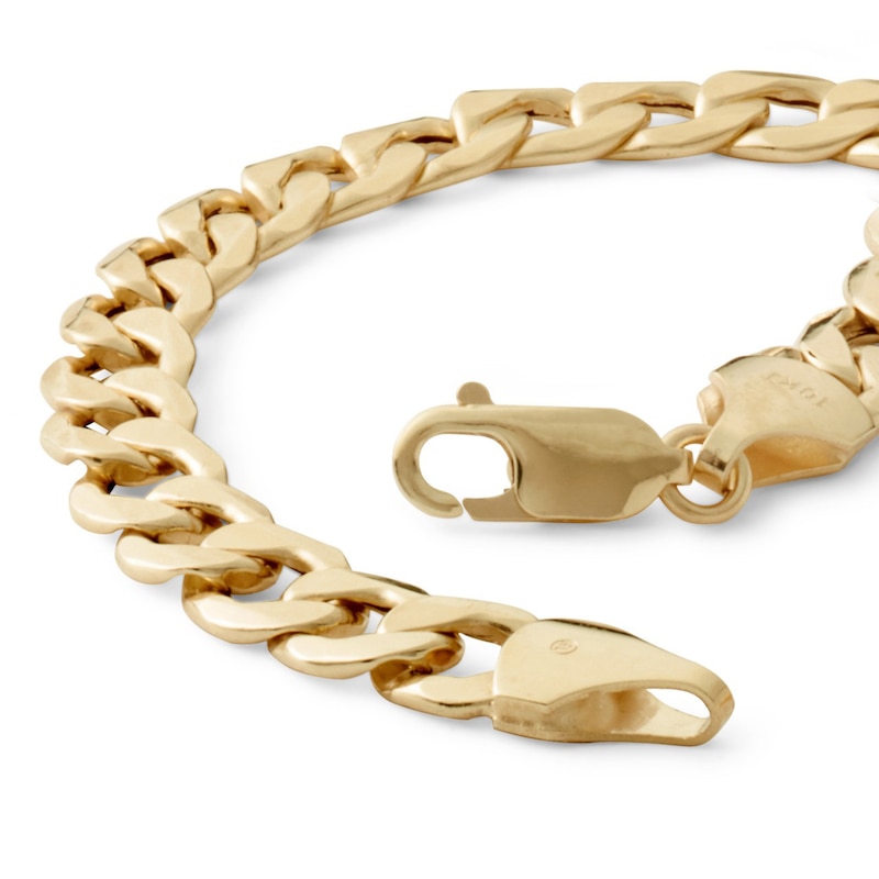 10K Hollow Gold Curb Chain Bracelet Made in Italy - 7.5"