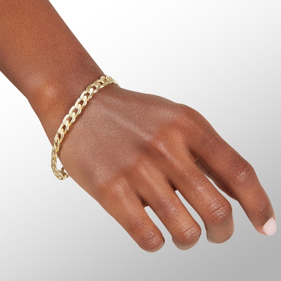 10K Hollow Gold Curb Chain Bracelet - 7.5"