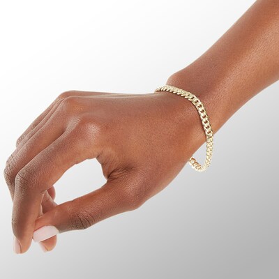10K Semi-Solid Gold Curb Chain Bracelet - 8.5"