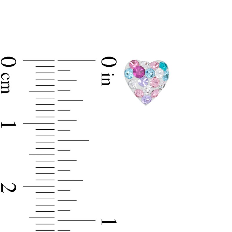 Child's Multi-Color Crystal Heart Stud Earrings in Sterling Silver