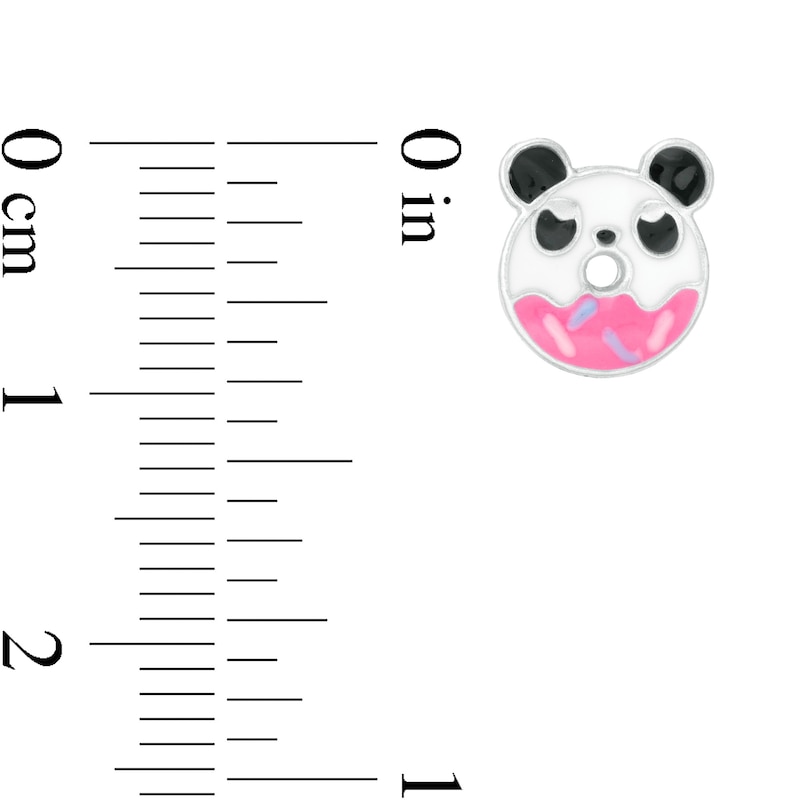 Main Image 2 of Child's Enamel Panda Donut with Pink Icing and Sprinkles Stud Earrings in Sterling Silver