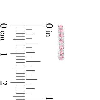 Child's Pink Crystal J-Hoop Earrings in Sterling Silver