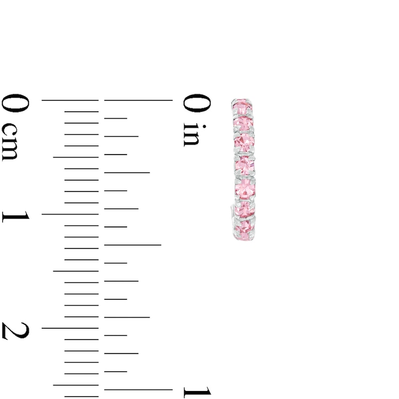 Main Image 2 of Child's Pink Crystal J-Hoop Earrings in Sterling Silver