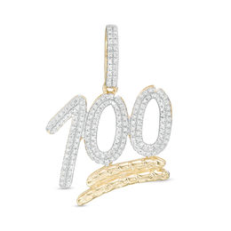 1/3 CT. T.W. Diamond &quot;100&quot; Necklace Charm in 10K Gold