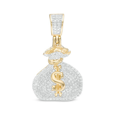 1/3 CT. T.W. Diamond Money Bag Necklace Charm in 10K Gold