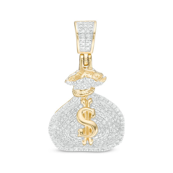 1/3 CT. T.W. Diamond Money Bag Necklace Charm in 10K Gold