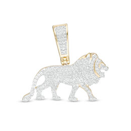 1/3 CT. T.W. Composite Diamond Lion Necklace Charm in 10K Gold