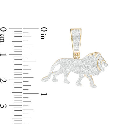 1/3 CT. T.W. Composite Diamond Lion Necklace Charm in 10K Gold