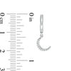 Diamond Accent Beaded Crescent Moon Dangle Huggie Hoop Earrings in Sterling Silver